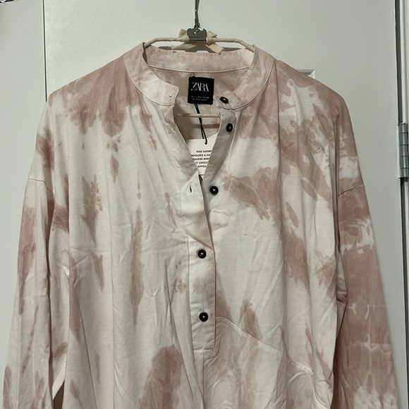 Zara pink & white tie-dye dress, size L, NWT - Picture 2 of 7